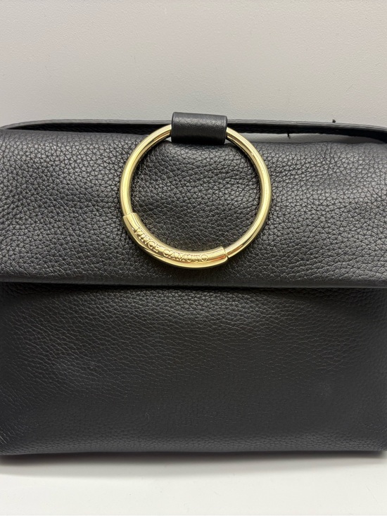 Vince Camuto Handbags - Vince Camuto Ruthie Black Leather Crossbody Bag with Gold Ring Accent-